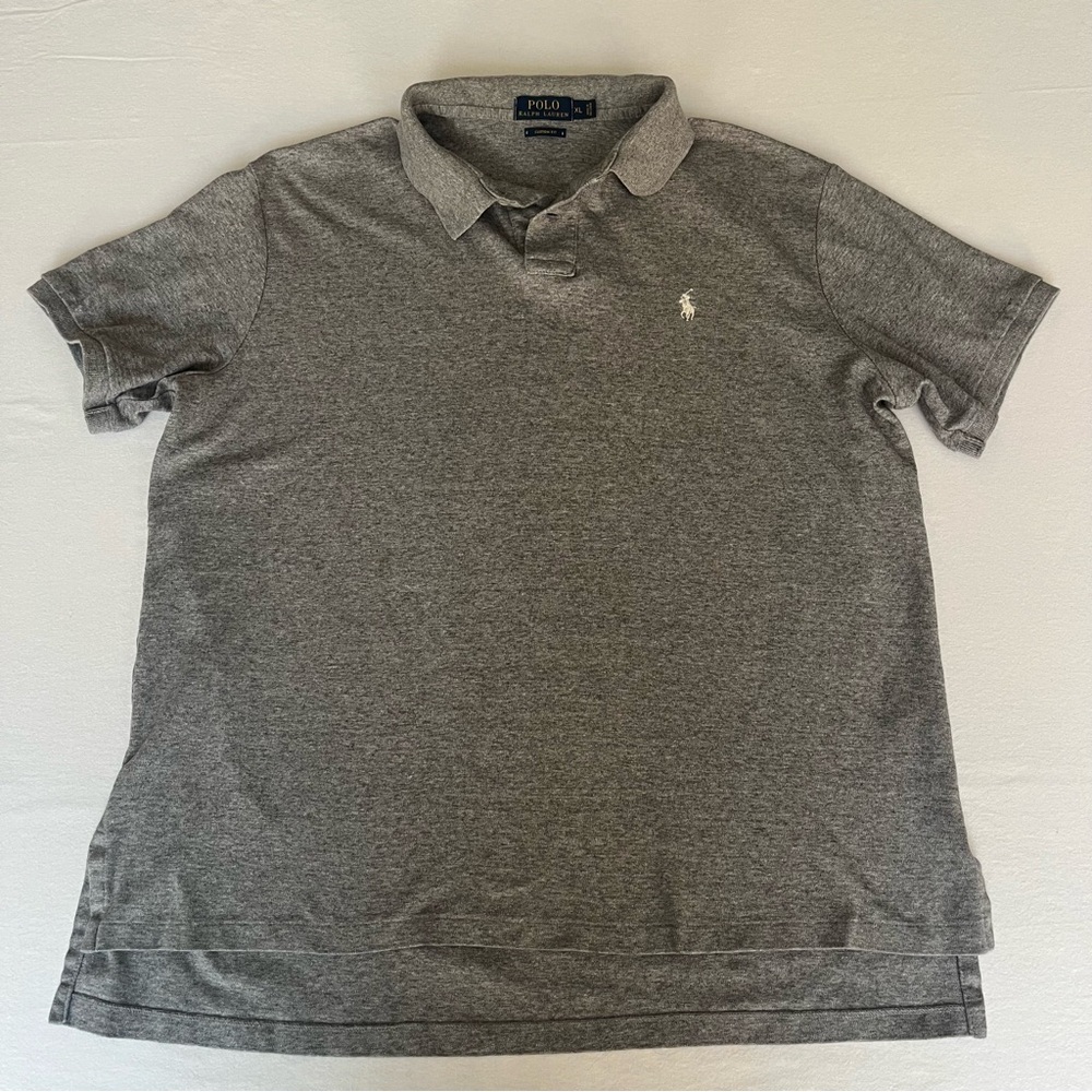 Ralph Lauren POLO Grey Men’s Shirt Short Sleeves 100% Cotton White Pony size XL